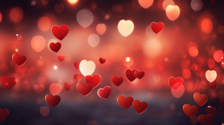 Abstract of Red hearts on bokeh background. Valentine's day concept.の素材