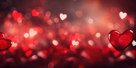Abstract of Red hearts on bokeh background. Valentine's day concept.の素材