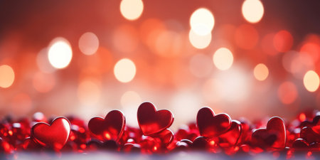 Abstract of Red hearts on bokeh background. Valentine's day concept.の素材