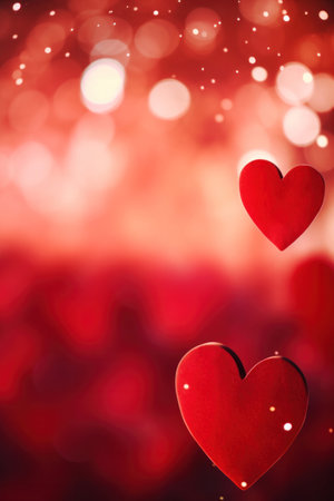Abstract of Red hearts on bokeh background. Valentine's day concept.の素材