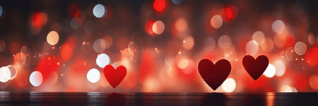 Abstract of Red hearts on bokeh background. Valentine's day concept.の素材