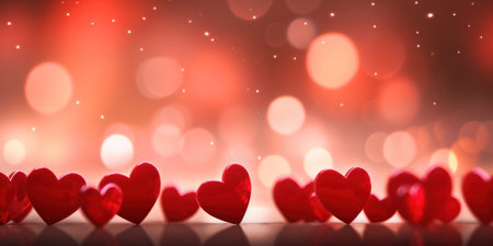 Abstract of Red hearts on bokeh background. Valentine's day concept.の素材