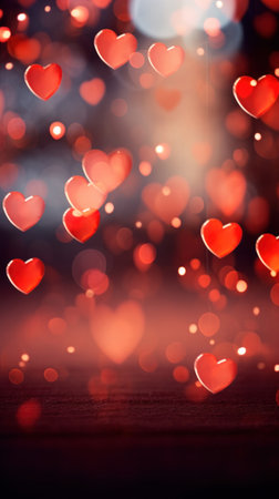 Abstract of Red hearts on bokeh background. Valentine's day concept.の素材