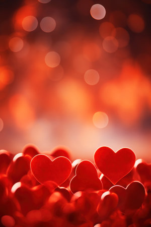 Abstract of Red hearts on bokeh background. Valentine's day concept.の素材
