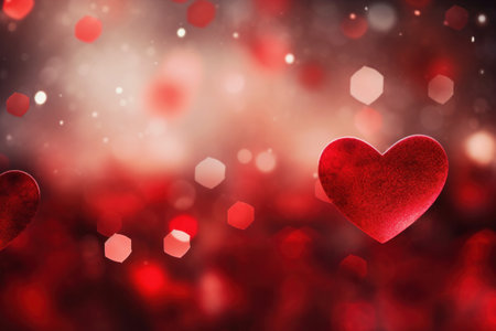Abstract of Red hearts on bokeh background. Valentine's day concept.の素材