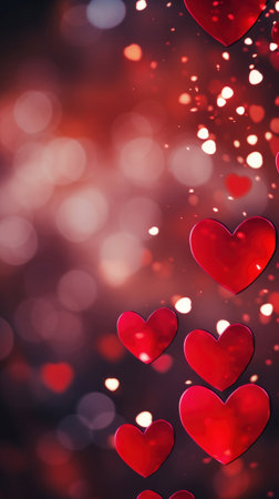 Abstract of Red hearts on bokeh background. Valentine's day concept.の素材