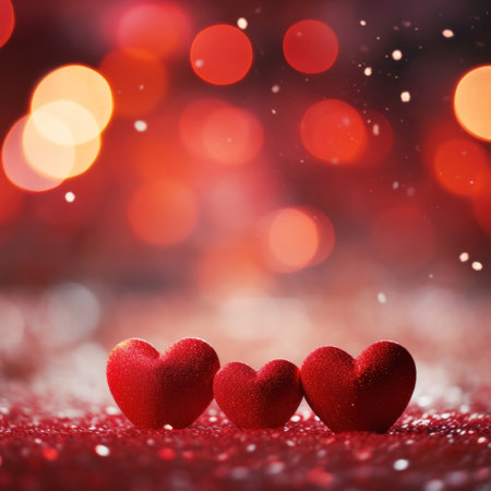 Abstract of Red hearts on bokeh background. Valentine's day concept.の素材