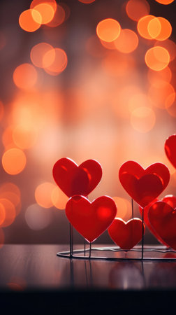 Abstract of Red hearts on bokeh background. Valentine's day concept.の素材