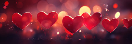Abstract of Red hearts on bokeh background. Valentine's day concept.の素材