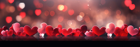 Abstract of Red hearts on bokeh background. Valentine's day concept.の素材