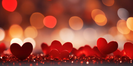 Abstract of Red hearts on bokeh background. Valentine's day concept.の素材