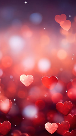 Abstract of Red hearts on bokeh background. Valentine's day concept.の素材