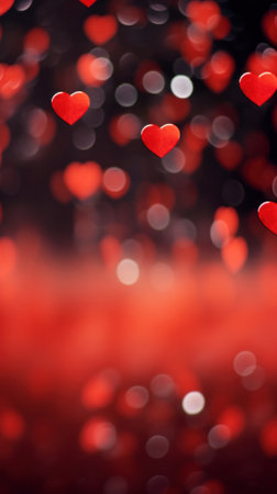 Abstract of Red hearts on bokeh background. Valentine's day concept.の素材