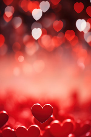 Abstract of Red hearts on bokeh background. Valentine's day concept.の素材
