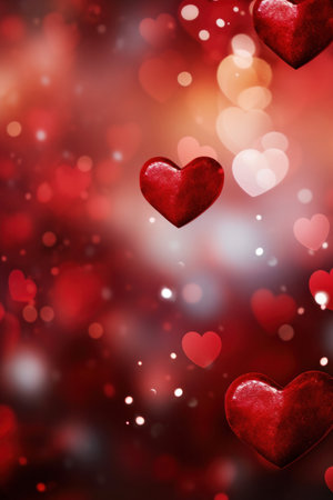Abstract of Red hearts on bokeh background. Valentine's day concept.の素材