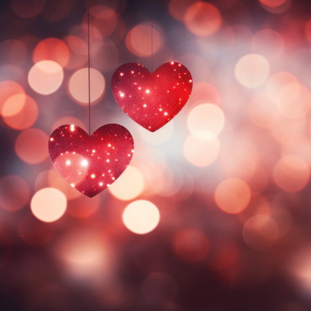 Abstract of Red hearts on bokeh background. Valentine's day concept.の素材