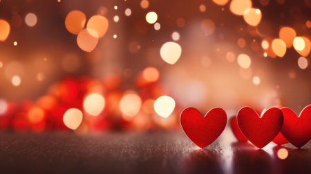 Abstract of Red hearts on bokeh background. Valentine's day concept.の素材