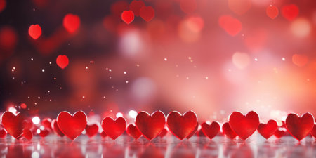 Abstract of Valentines day background banner with red hearts - concept Valentine's Day.の素材