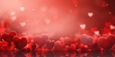 Abstract of Valentines day background banner with red hearts - concept Valentine's Day.の素材