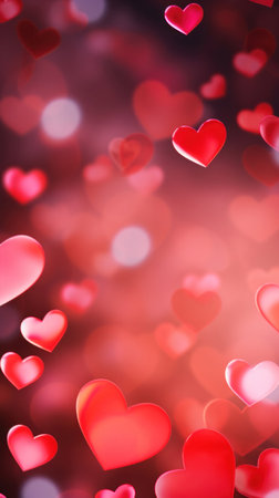 Abstract of Valentines day background banner with red hearts - concept Valentine's Day.の素材