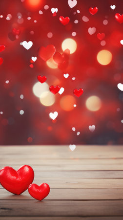 Abstract of Valentines day background banner with red hearts - concept Valentine's Day.の素材