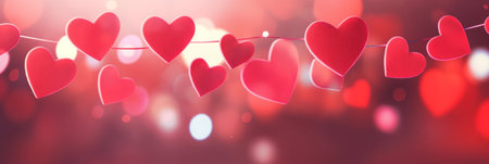 Abstract of Valentines day background banner with red hearts - concept Valentine's Day.の素材