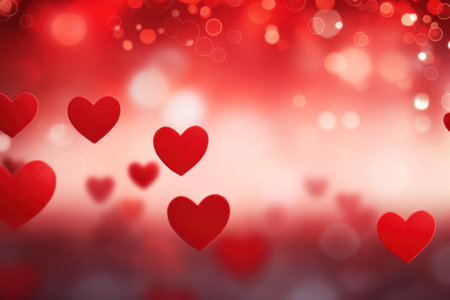 Abstract of Valentines day background banner with red hearts - concept Valentine's Day.の素材