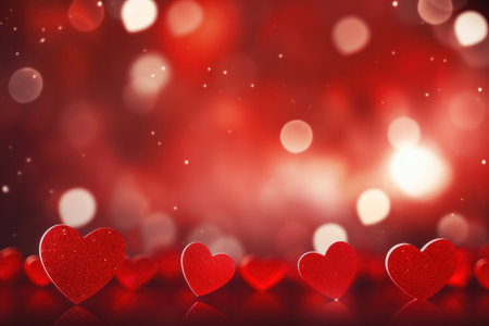 Abstract of Red hearts on bokeh background. Valentine's day concept.の素材