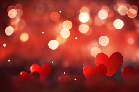 Abstract of Red hearts on bokeh background. Valentine's day concept.の素材