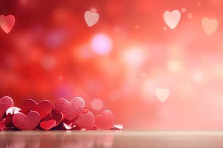 Abstract of Valentines day background banner with red hearts - concept Valentine's Day.の素材