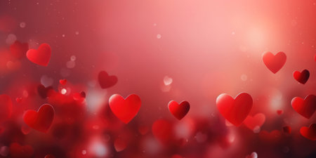 Abstract of Valentines day background banner with red hearts - concept Valentine's Day.の素材