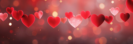 Abstract of Valentines day background banner with red hearts - concept Valentine's Day.の素材