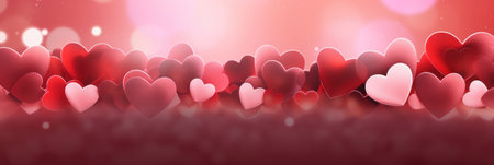 Abstract of Valentines day background banner with red hearts - concept Valentine's Day.の素材