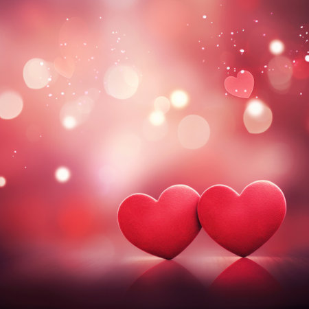 Abstract of Valentines day background banner with red hearts - concept Valentine's Day.の素材