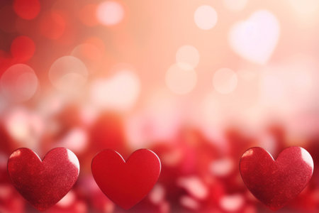 Abstract of Valentines day background banner with red hearts - concept Valentine's Day.の素材