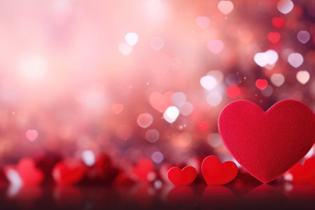 Abstract of Valentines day background banner with red hearts - concept Valentine's Day.の素材