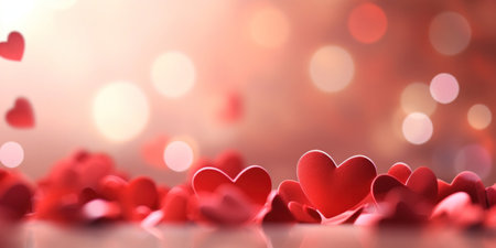 Abstract of Valentines day background banner with red hearts - concept Valentine's Day.の素材