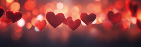 Abstract of Valentines day background banner with red hearts - concept Valentine's Day.の素材