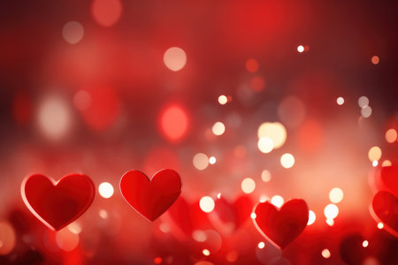 Abstract of Valentines day background banner with red hearts - concept Valentine's Day.の素材