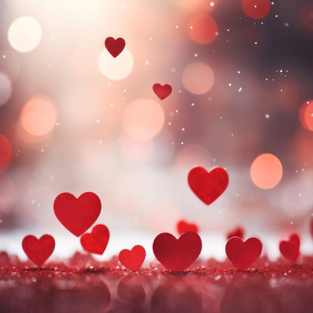 Abstract of Valentines day background banner with red hearts - concept Valentine's Day.の素材