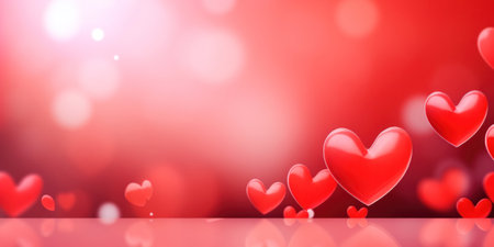 Abstract of Valentines day background banner with red hearts - concept Valentine's Day.の素材