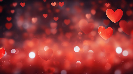 Abstract of Valentines day background banner with red hearts - concept Valentine's Day.の素材