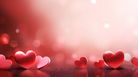 Abstract of Valentines day background banner with red hearts - concept Valentine's Day.の素材