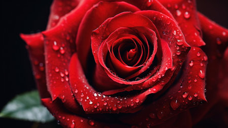 Close up of a red rose blossom.の素材