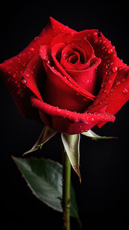Close up of a red rose blossom.の素材