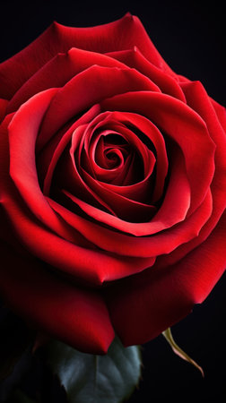 Close up of a red rose blossom.の素材
