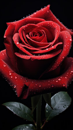 Close up of a red rose blossom.の素材