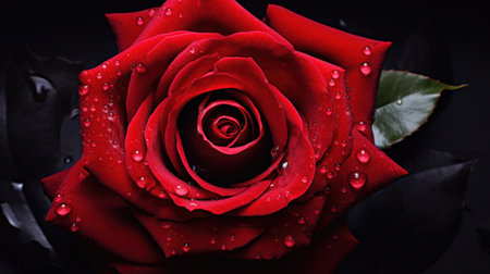 Close up of a red rose blossom.の素材