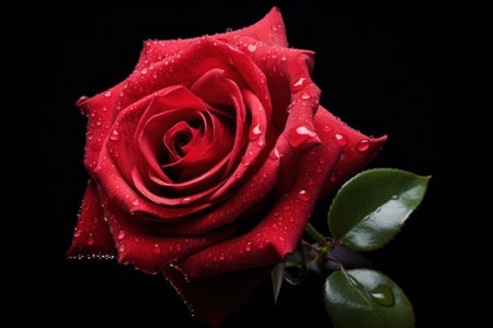 Close up of a red rose blossom.の素材