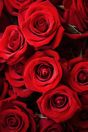 Close up of red roses for background.の素材